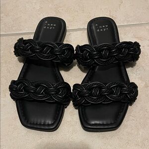 A New Day Women's Black Double Braided Sandals